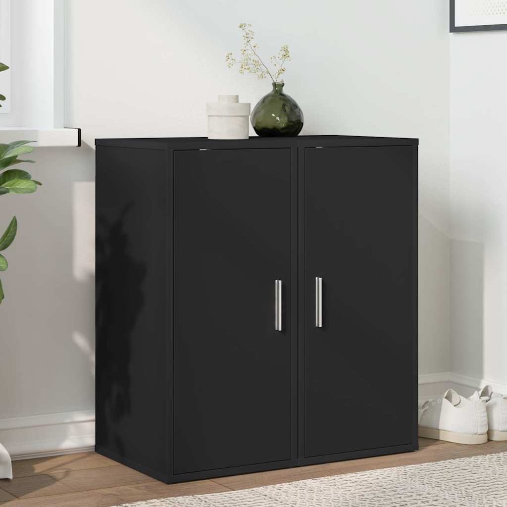 Shoe Cabinet Set of 2 Black Engineered wood Small Shoe Cabinet