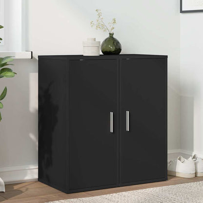 Shoe Cabinet Set of 2 Black Engineered wood Small Shoe Cabinet