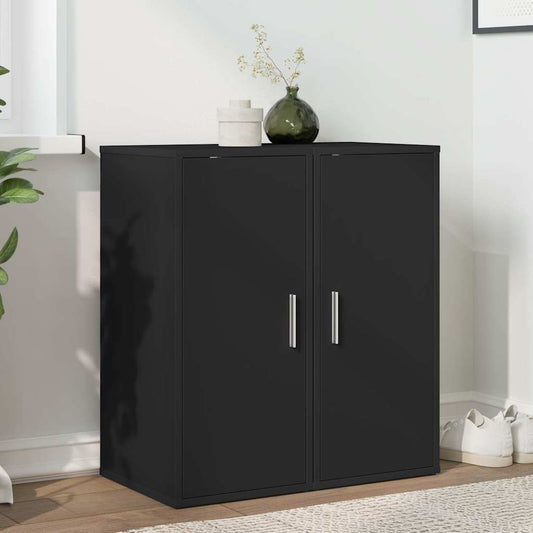 Shoe Cabinet Set of 2 Black Engineered wood Small Shoe Cabinet
