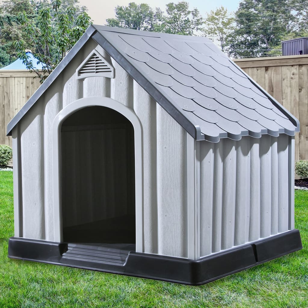 Dog House Gray Plastic Large Durable Dog House Rectangular