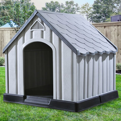 Dog House Gray Plastic Large Durable Dog House Rectangular