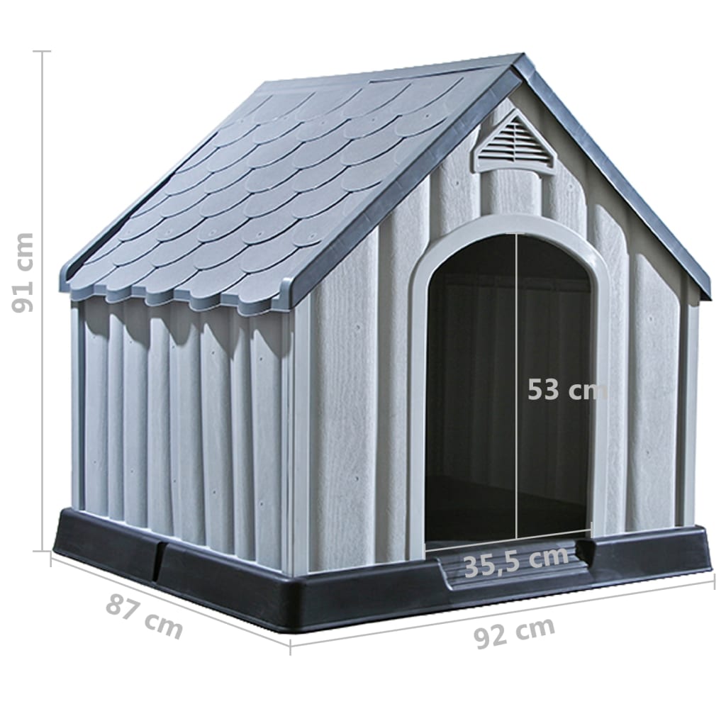 Dog House Gray Plastic Large Durable Dog House Rectangular