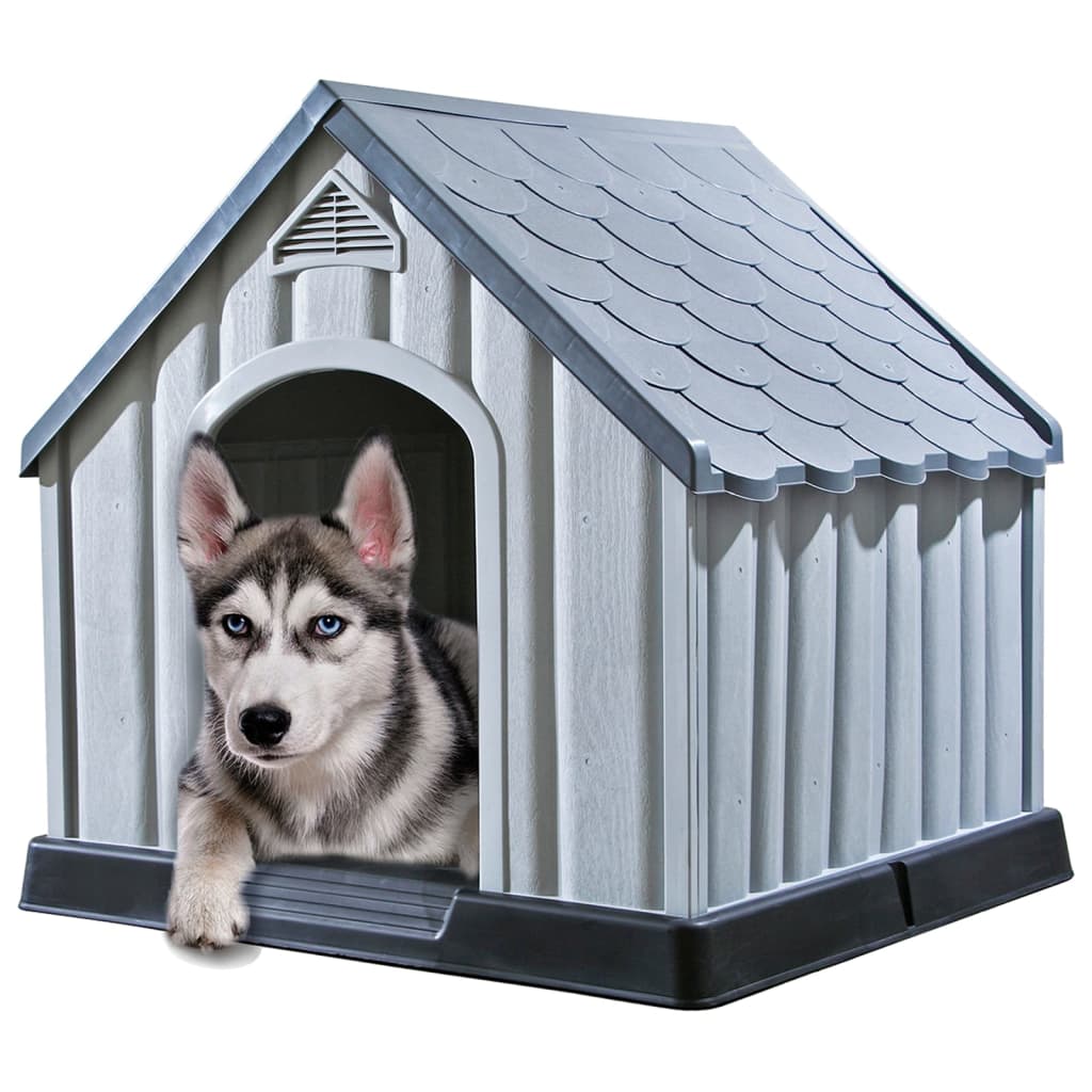 Dog House Gray Plastic Large Durable Dog House Rectangular