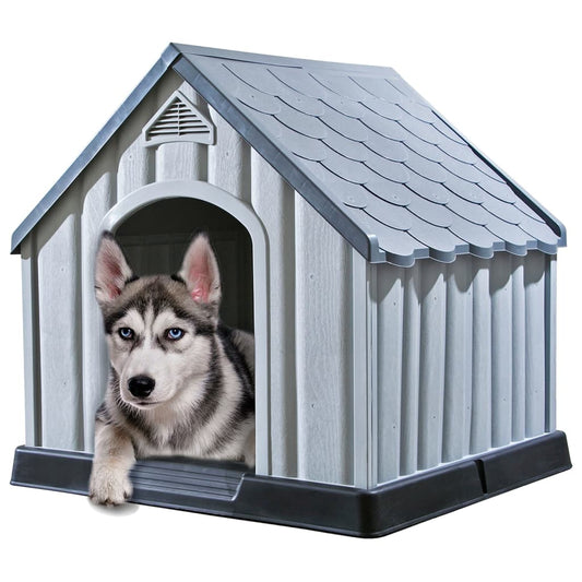 Dog House Gray Plastic Large Durable Dog House Rectangular