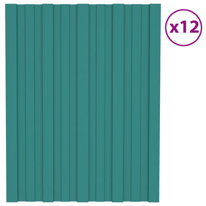 Roof Panel 12 pcs Green 23.62 x 17.72 in Galvanised steel