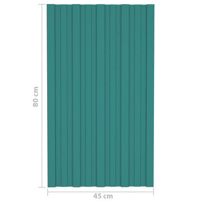 Roof Panel 12 pcs Green 31.50 x 17.72 in Galvanised steel