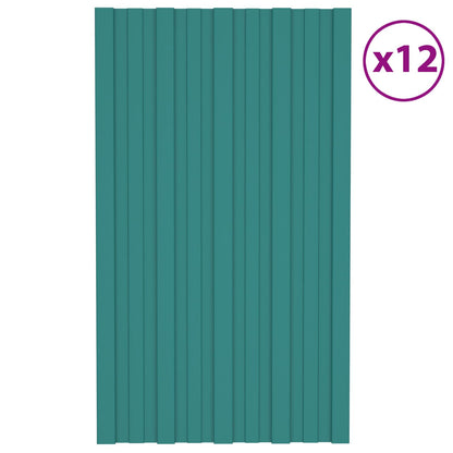 Roof Panel 12 pcs Green 31.50 x 17.72 in Galvanised steel
