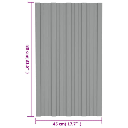 Roof Panel 12 pcs Grey 31.50 x 17.72 in Galvanised steel