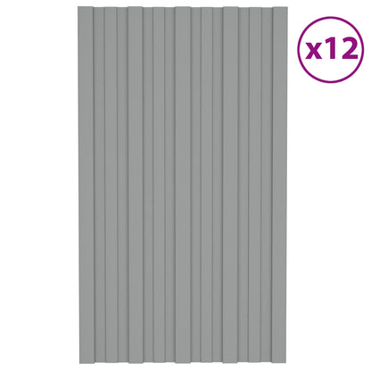 Roof Panel 12 pcs Grey 31.50 x 17.72 in Galvanised steel