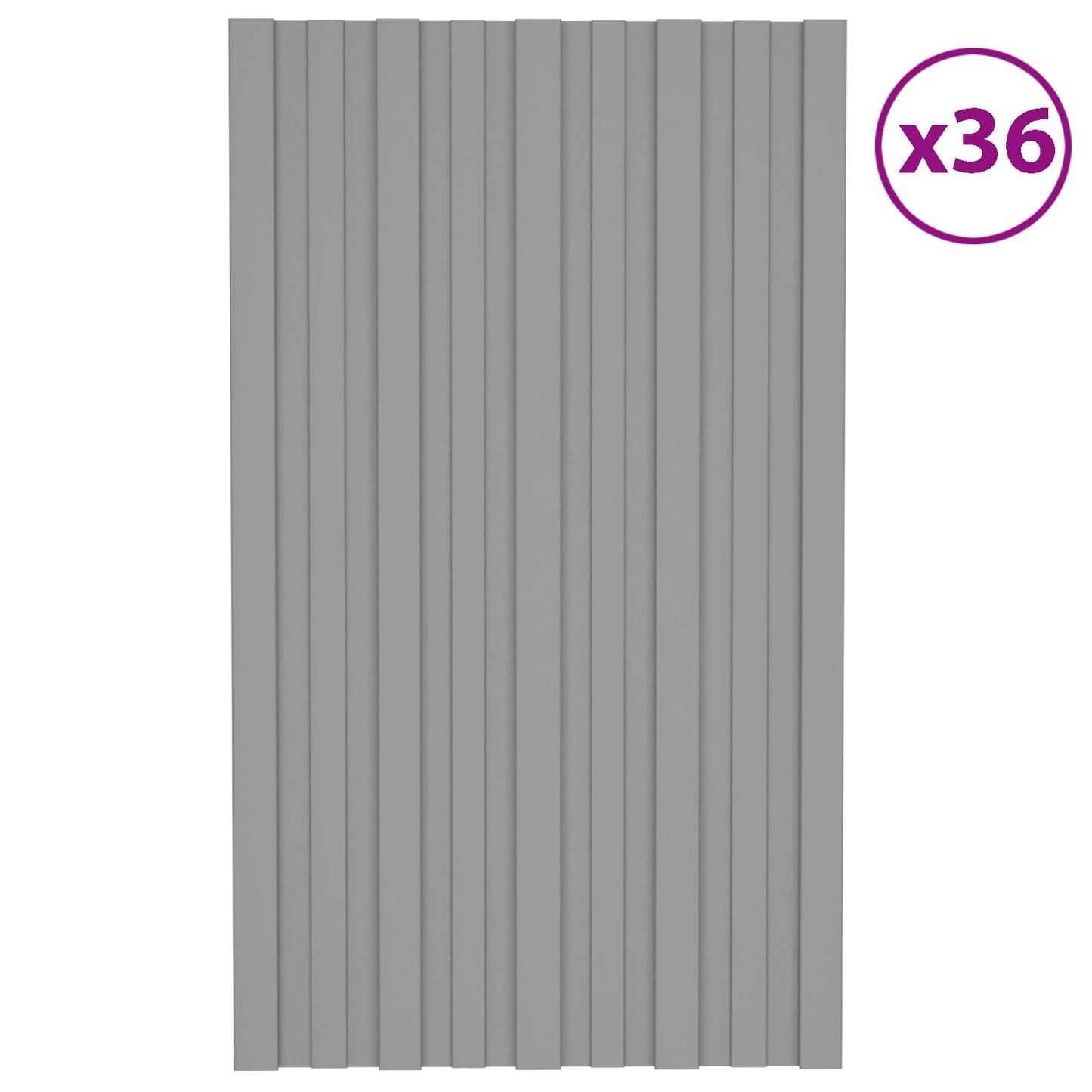 Roof Panel 36 pcs Grey 31.50 x 17.72 in Galvanised steel