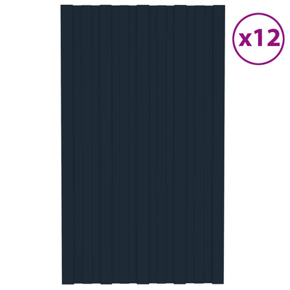 Roof Panel 12 pcs Anthracite 31.50 x 17.72 in Galvanised steel