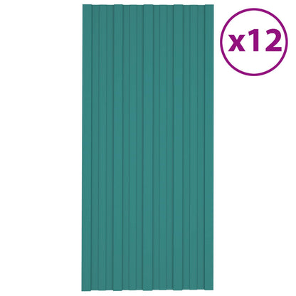 Roof Panel 12 pcs Green 39.37 x 17.72 in Galvanised steel