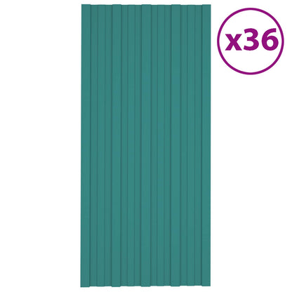 Roof Panel 36 pcs Green 39.37 x 17.72 in Galvanised steel