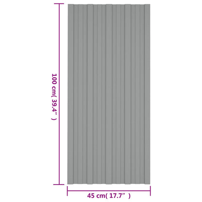 Roof Panel 36 pcs Grey 39.37 x 17.72 in Galvanised steel