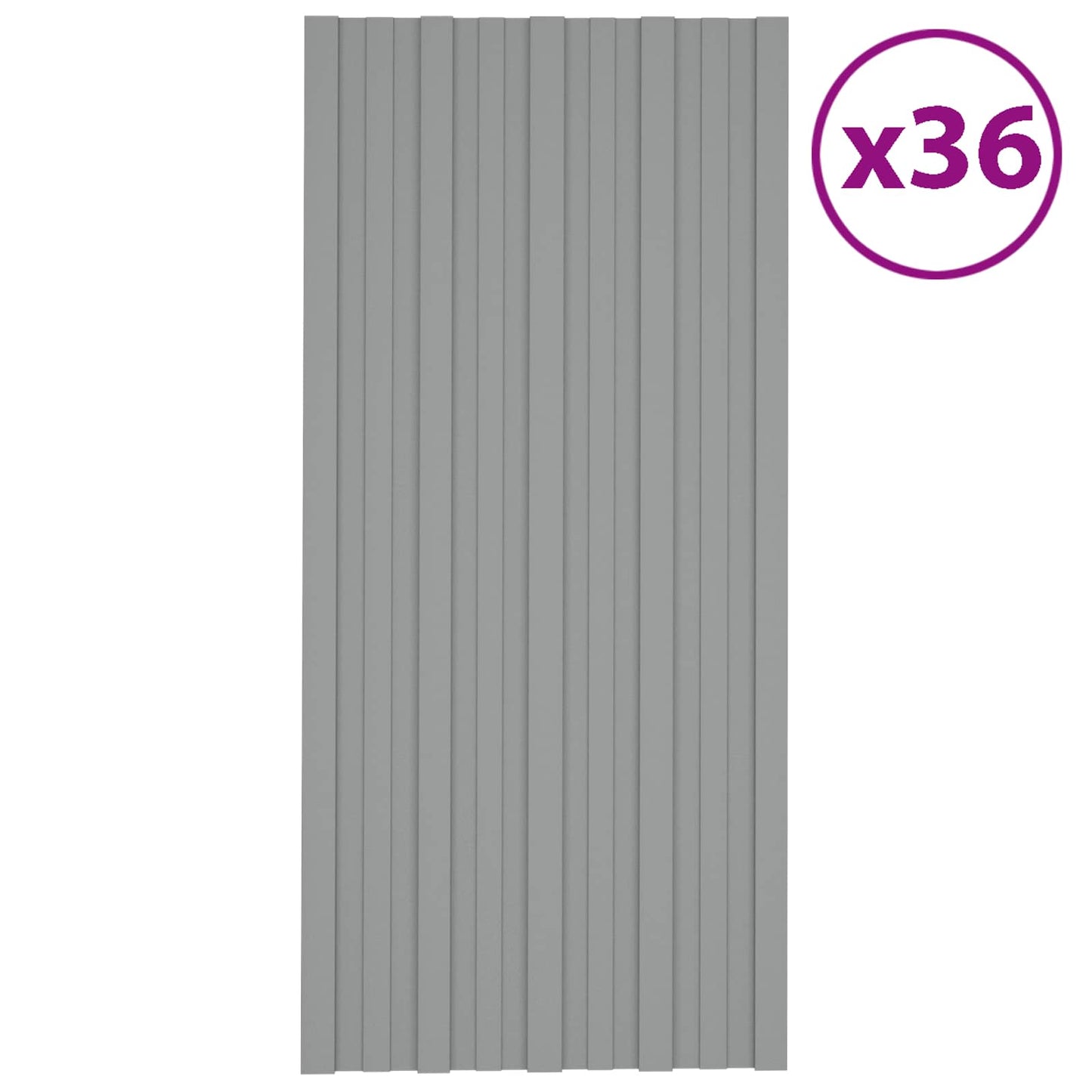 Roof Panel 36 pcs Grey 39.37 x 17.72 in Galvanised steel