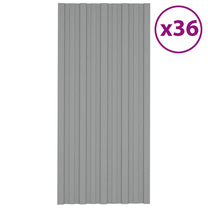 Roof Panel 36 pcs Grey 39.37 x 17.72 in Galvanised steel