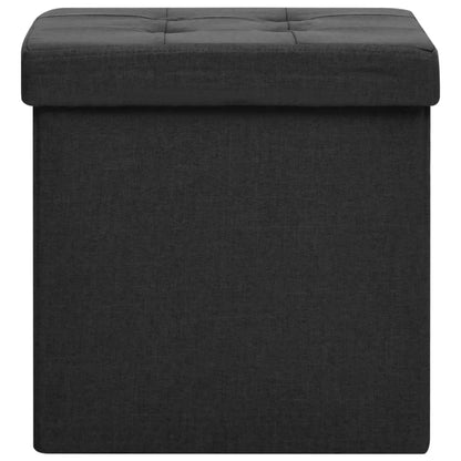 Storage Stool Black Faux linen, MDF Compact Foldable