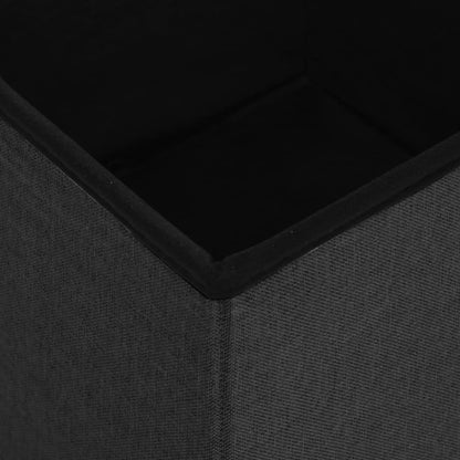 Storage Stool Black Faux linen, MDF Compact Foldable