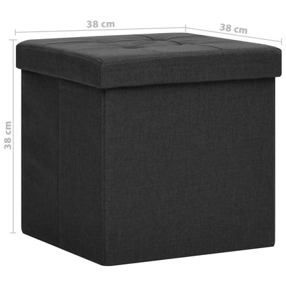 Storage Stool Black Faux linen, MDF Compact Foldable