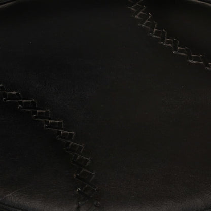 Bar Stool Set of 2 Black Real goat leather, iron Footrest