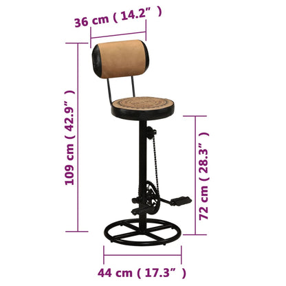 Bar Stool Set of 2 Brown Canvas Standard Footrest Bar Stool