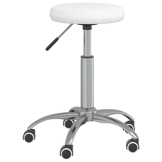 Massage Stool White Faux leather and chrome-plated steel