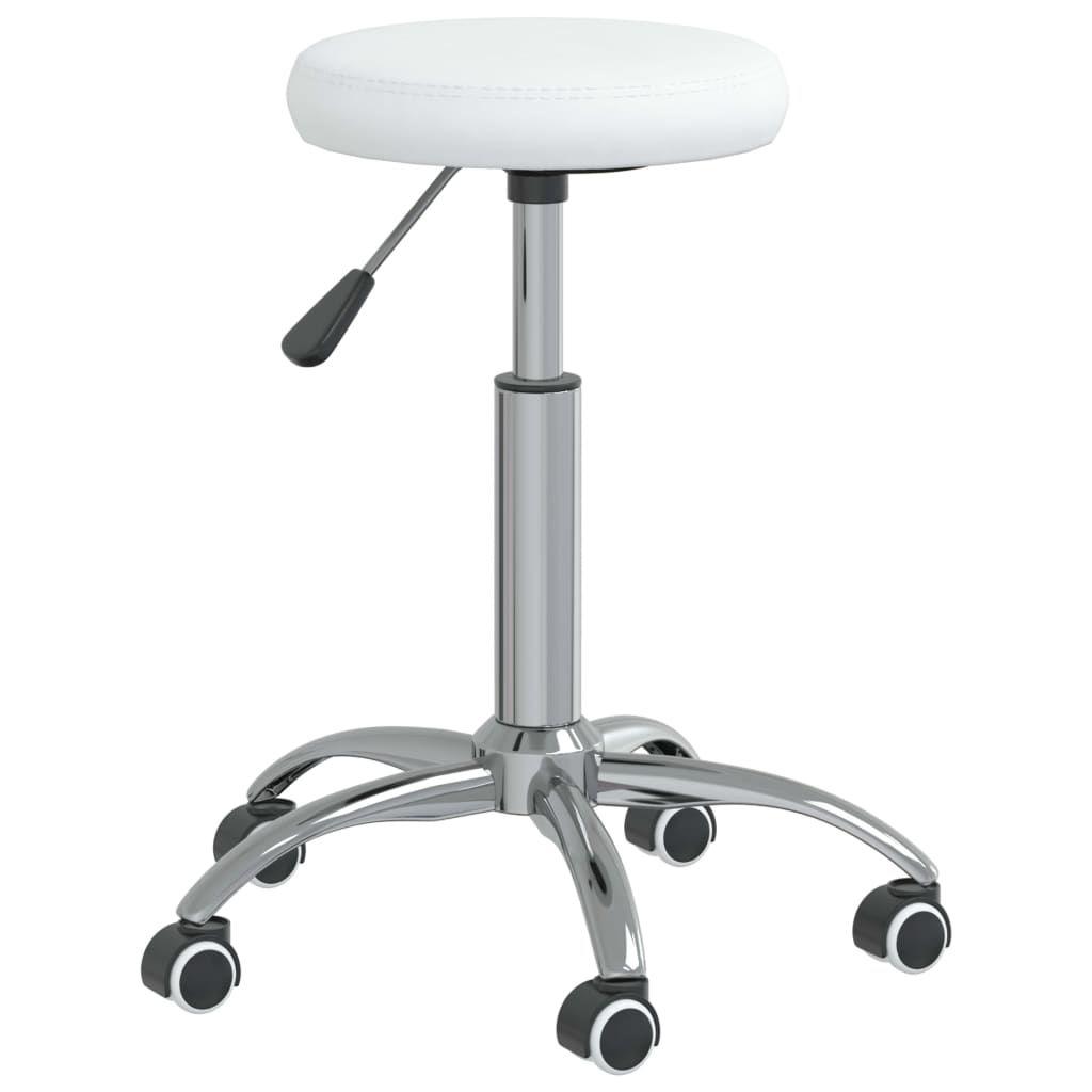 Massage Stool White Faux leather and chrome-plated steel