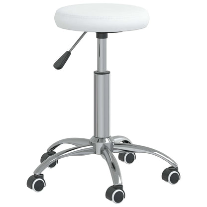 Massage Stool White Faux leather and chrome-plated steel