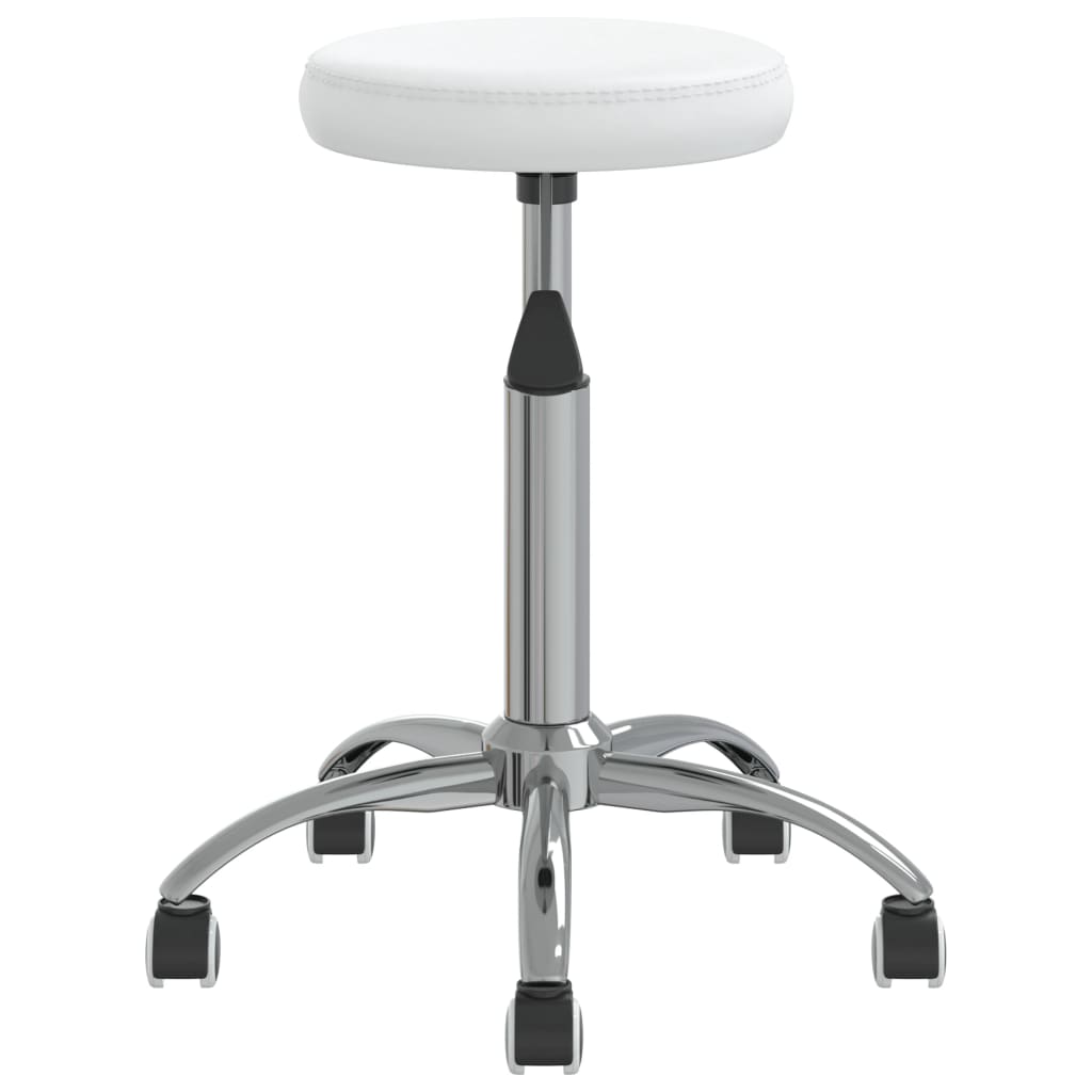 Massage Stool White Faux leather and chrome-plated steel