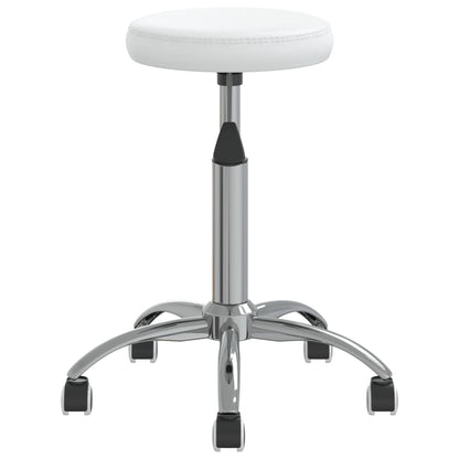 Massage Stool White Faux leather and chrome-plated steel