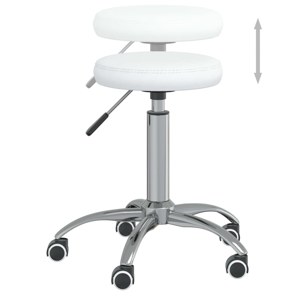 Massage Stool White Faux leather and chrome-plated steel