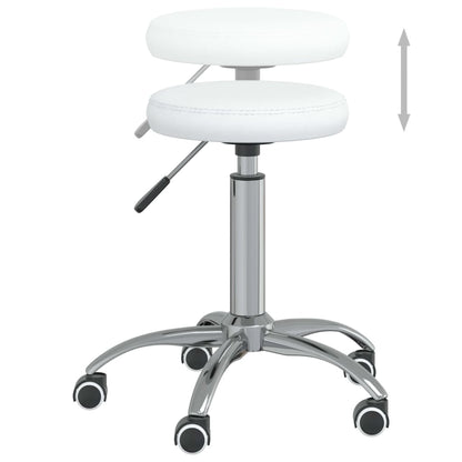 Massage Stool White Faux leather and chrome-plated steel