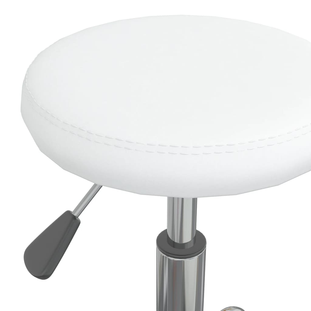 Massage Stool White Faux leather and chrome-plated steel