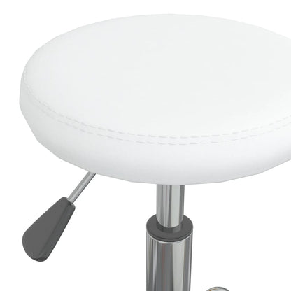 Massage Stool White Faux leather and chrome-plated steel