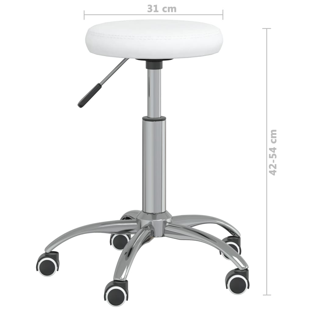 Massage Stool White Faux leather and chrome-plated steel