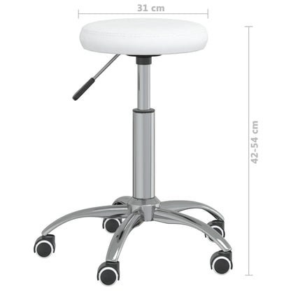 Massage Stool White Faux leather and chrome-plated steel