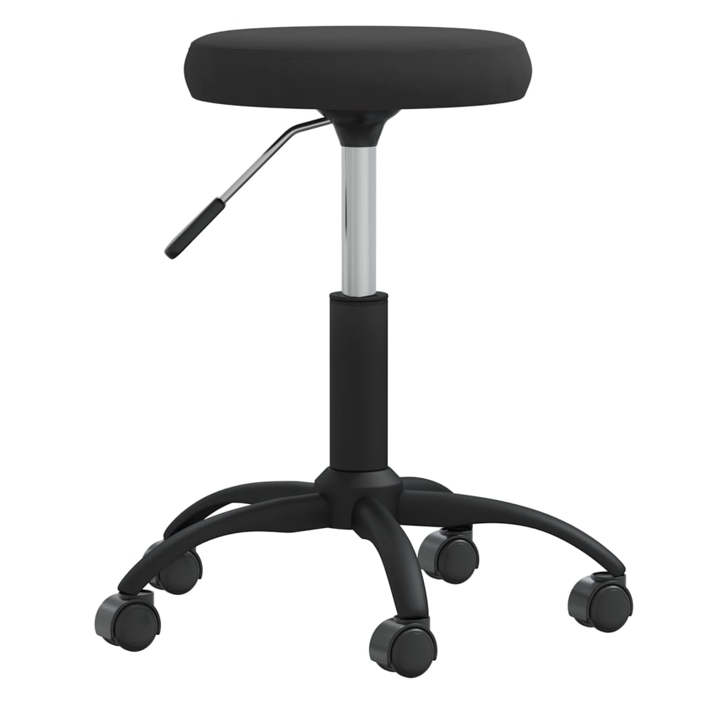 Massage Stool Black Velvet, Powder-Coated Steel Medium Swivel