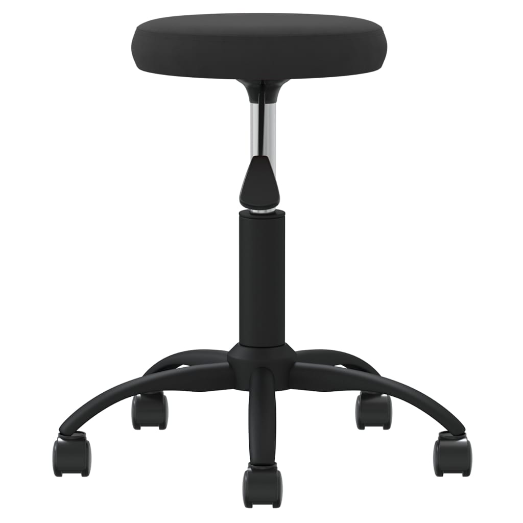 Massage Stool Black Velvet, Powder-Coated Steel Medium Swivel