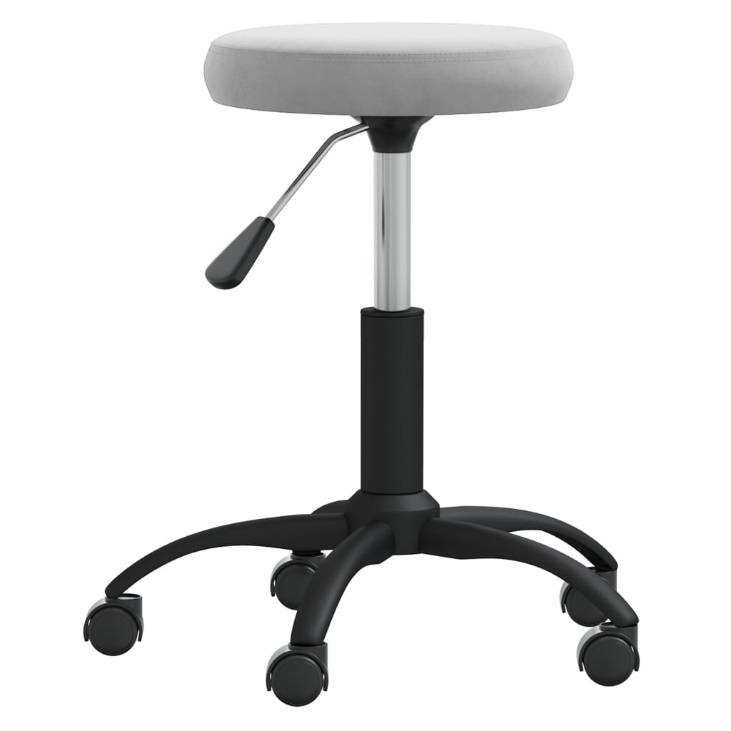 Massage Stool Light Grey Velvet, Powder-Coated Steel