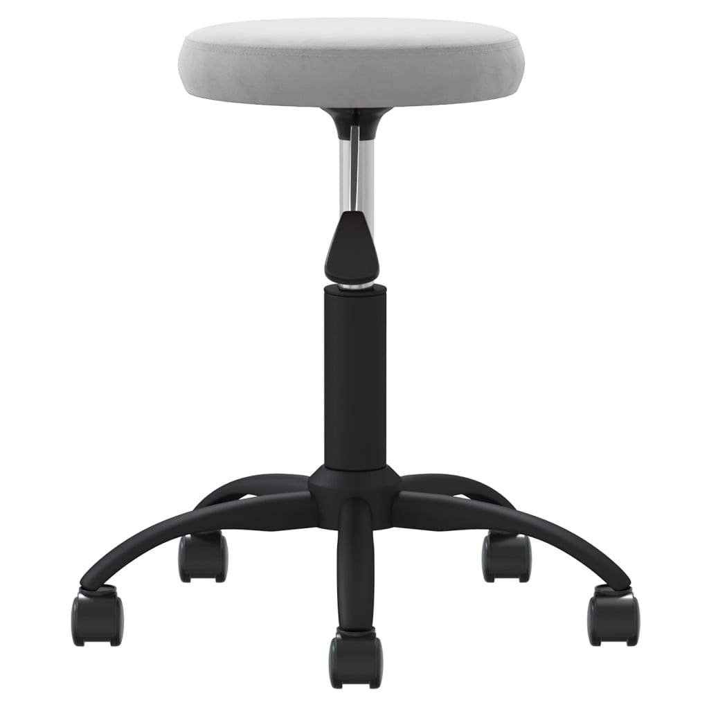 Massage Stool Light Grey Velvet, Powder-Coated Steel