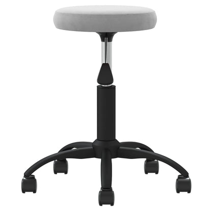 Massage Stool Light Grey Velvet, Powder-Coated Steel