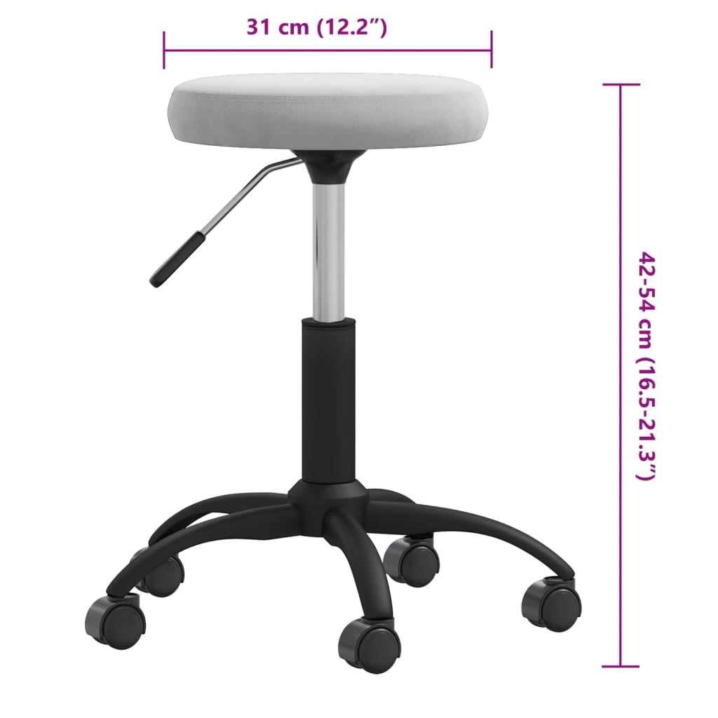 Massage Stool Light Grey Velvet, Powder-Coated Steel