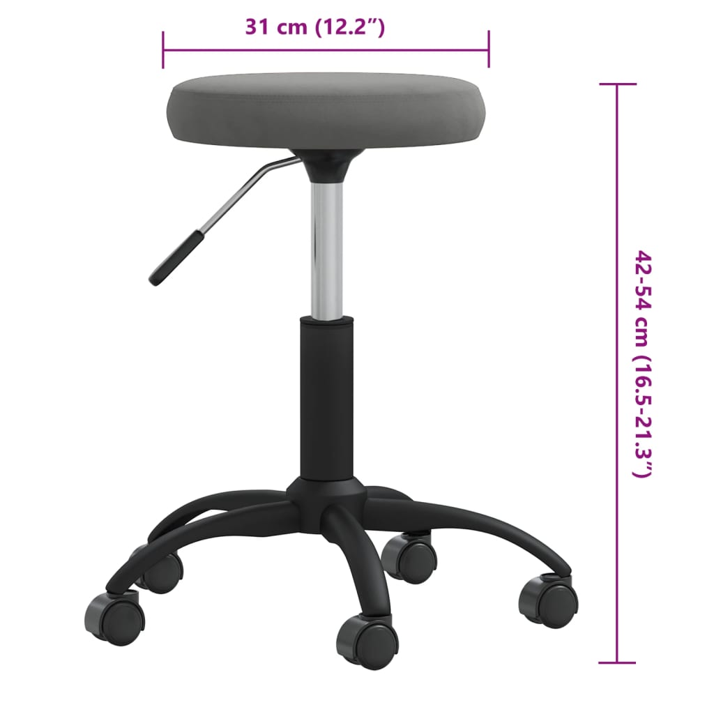 Massage Stool Dark Grey Velvet (100% polyester), Powder-Coated Steel