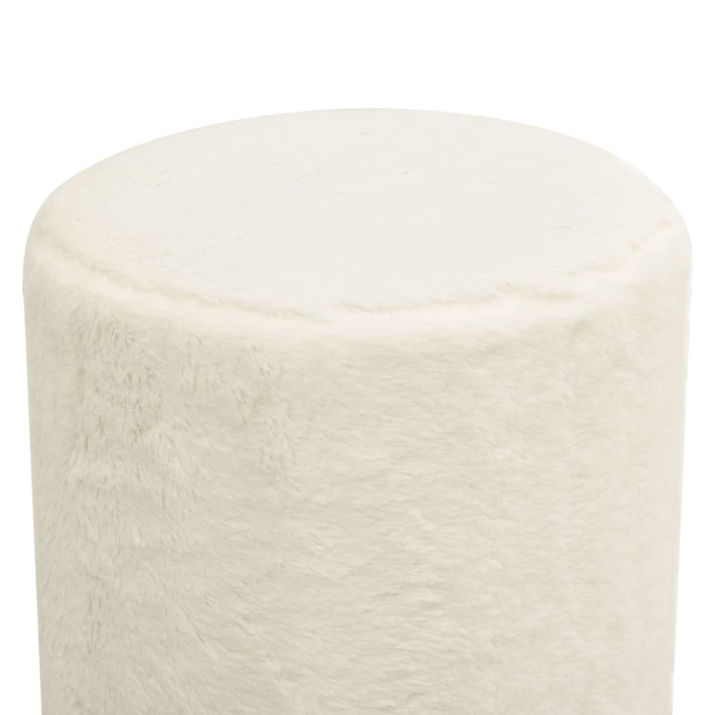 Stool White and Gold Plush (100% Polyester), Iron Medium Stool