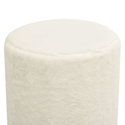 Stool White and Gold Plush (100% Polyester), Iron Medium Stool