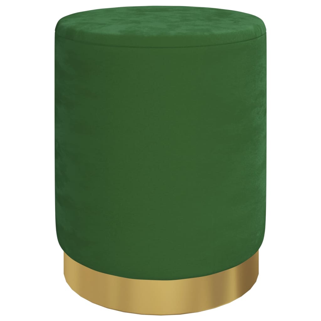 Round Storage Hocker Green Velvet 12.2" x 14.6"