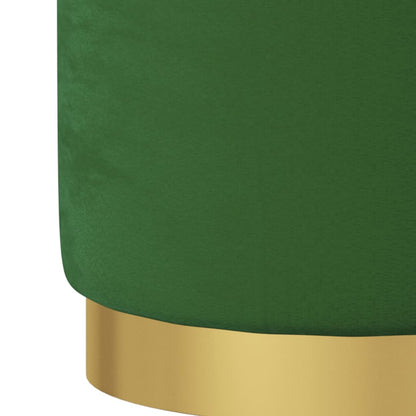 Round Storage Hocker Green Velvet 12.2" x 14.6"