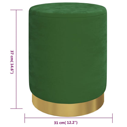 Round Storage Hocker Green Velvet 12.2" x 14.6"