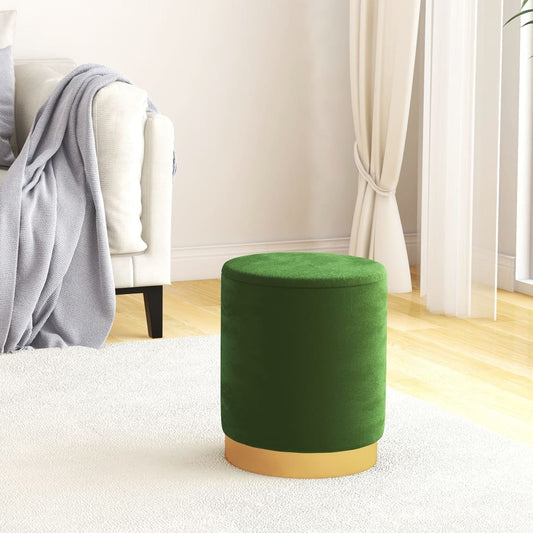 Round Storage Hocker Green Velvet 12.2" x 14.6"