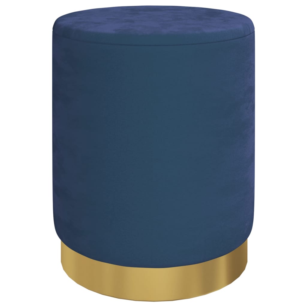 Round Storage Hocker Blue Velvet 12.2" x 14.6"